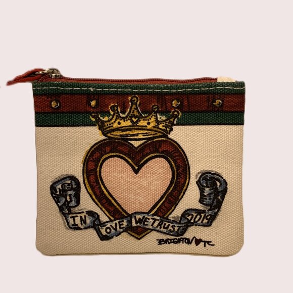 Brighton 'In Love We Trust' Canvas Coin Purse - Picture 1 of 3